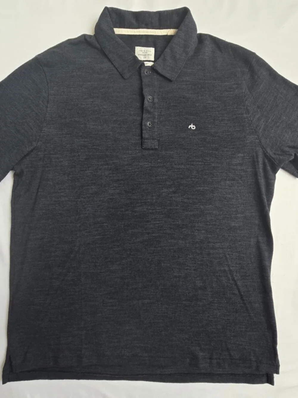 Rag & Bone Mens Flame Cotton Slub Polo Ultra Soft Lightweight Large L Black